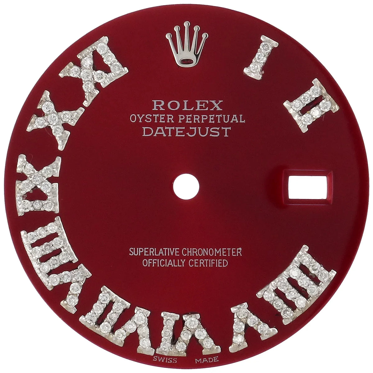 Numeral Fit CT. Red Quick DateJust Rolex Roman Dial Set 36mm 1/2 Diamond to