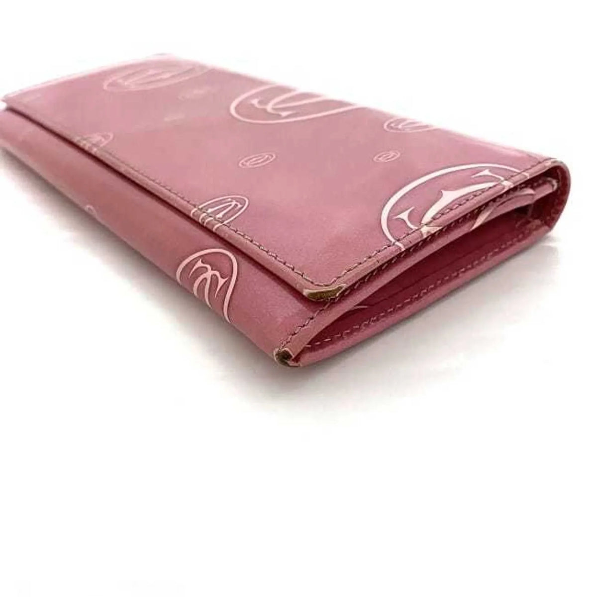 L3000951 Motif 2C Leather Cartier Pre-Owned Pink Bifold Wallet Happy (Fair) Birthday Long Ladies