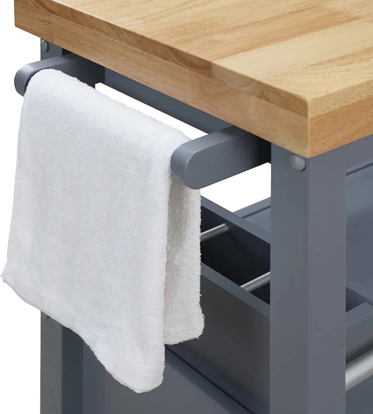 Block Kitchen Cart Apartment Storage, Rolling And With Table, Home Gray , For Wheels Butcher Organization Anson Bar Cabinet Portable Island
