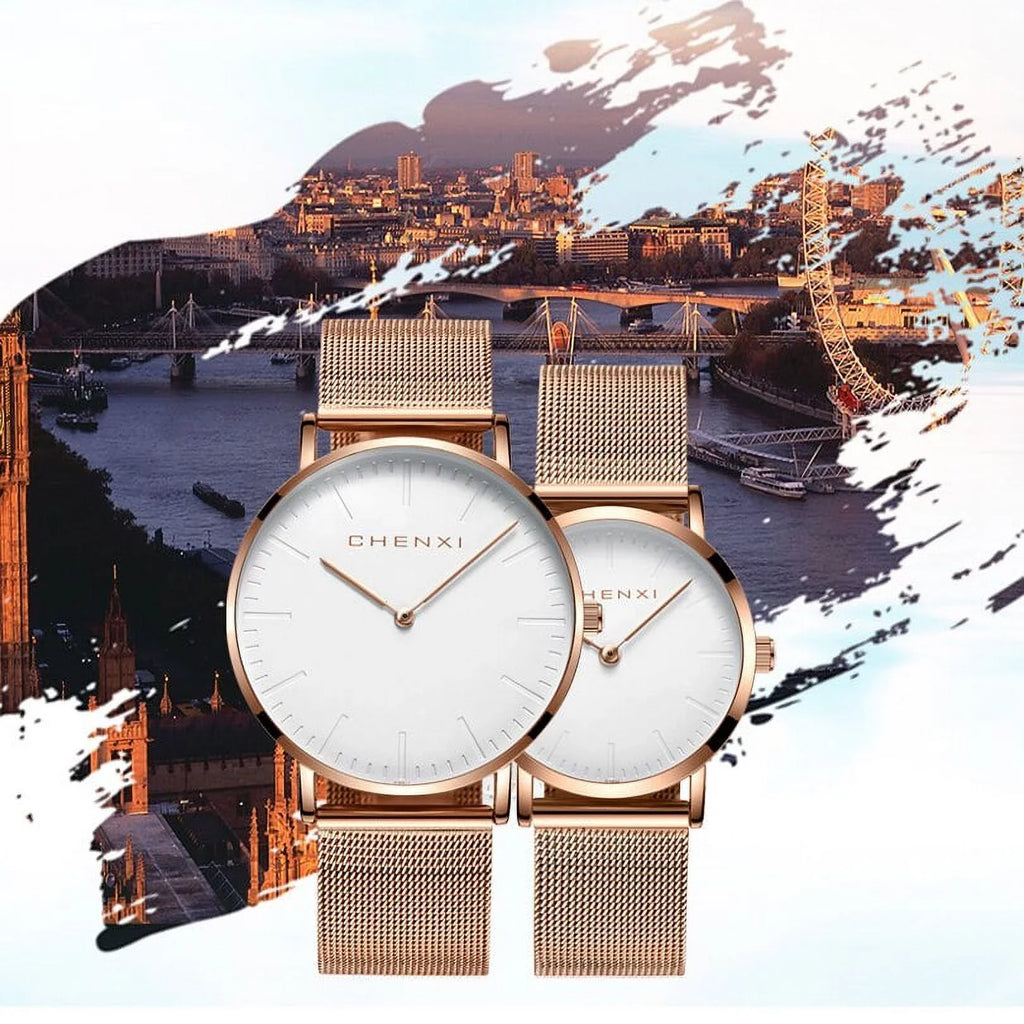 Quartz thin Watch gold Rose Woman Ultra Ladies Watch Luxury Elegant Top Dress Lover CHENXI Brand Fashion Waterproof Watches Men