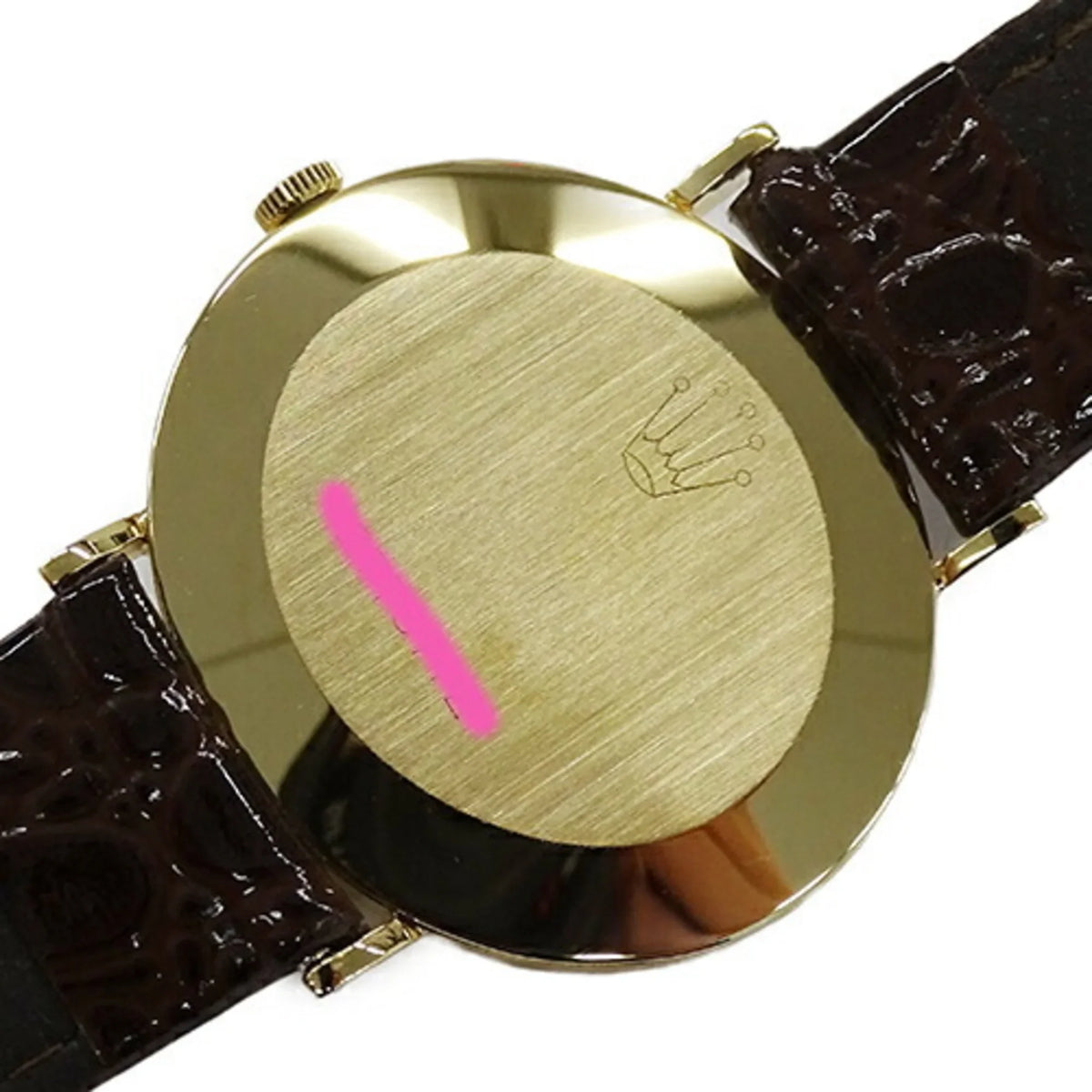 Rolex (Fair) Leather, Pre-Owned Hand-wound, Watch, 750YG, Cellini Polished 3831J Gold, Men's