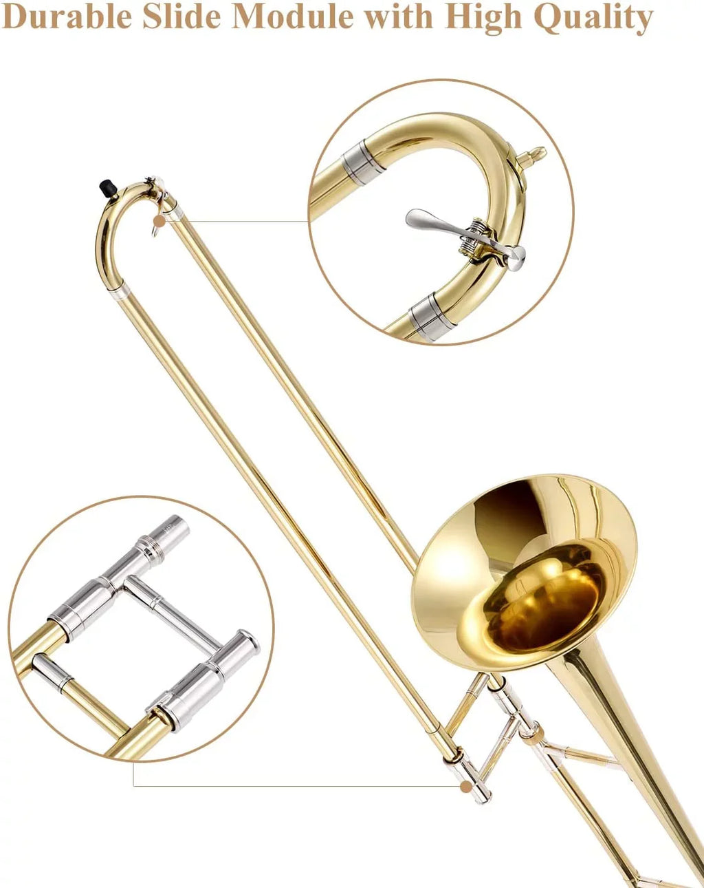 Kit, Tenor Instrument, Mouthpiece, for Flat Gold White Cleaning Gloves, B Bb Beginners Case, with Brass Trombone Eastar Students