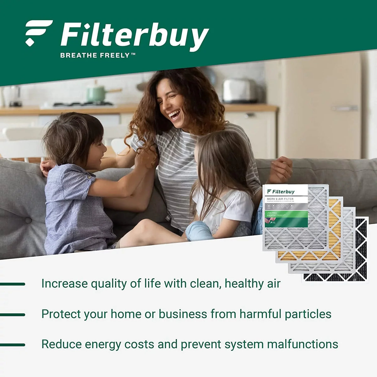 Filterbuy Pleated (12-Pack) MERV HVAC Furnace 13 10x16x4 Air Filters AC