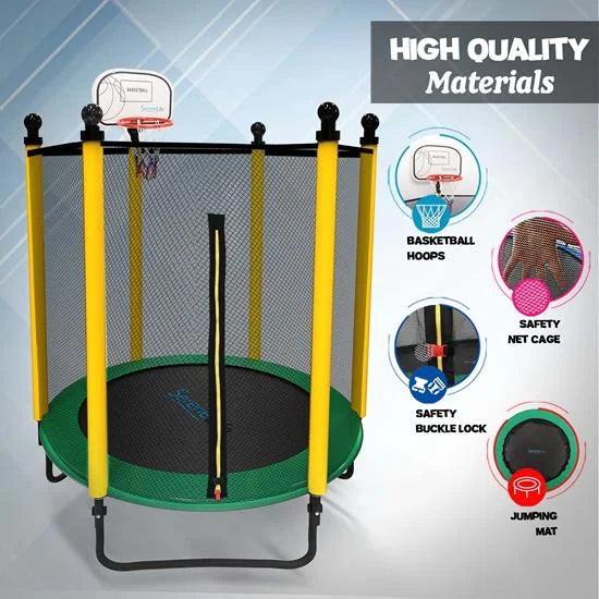 Outdoor 10FT 5FT SereneLife Net Green Jump Rectangle with Enclosure Trampoline, Trampoline