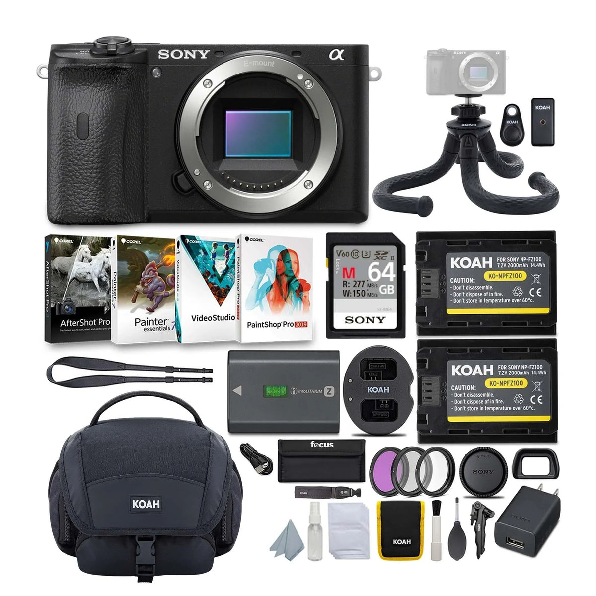 Accessories Camera Only) Mirrorless Sony with (Body Alpha Bundle APS-C a6600