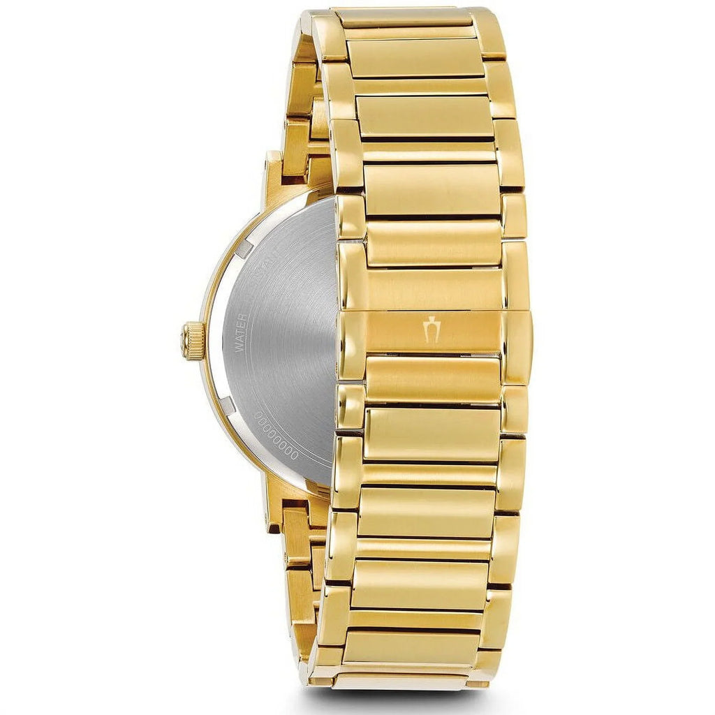 Gold Modern Watch Yellow Dial Tone Diamond Bulova 97D115 Men's Steel Bracelet Gold