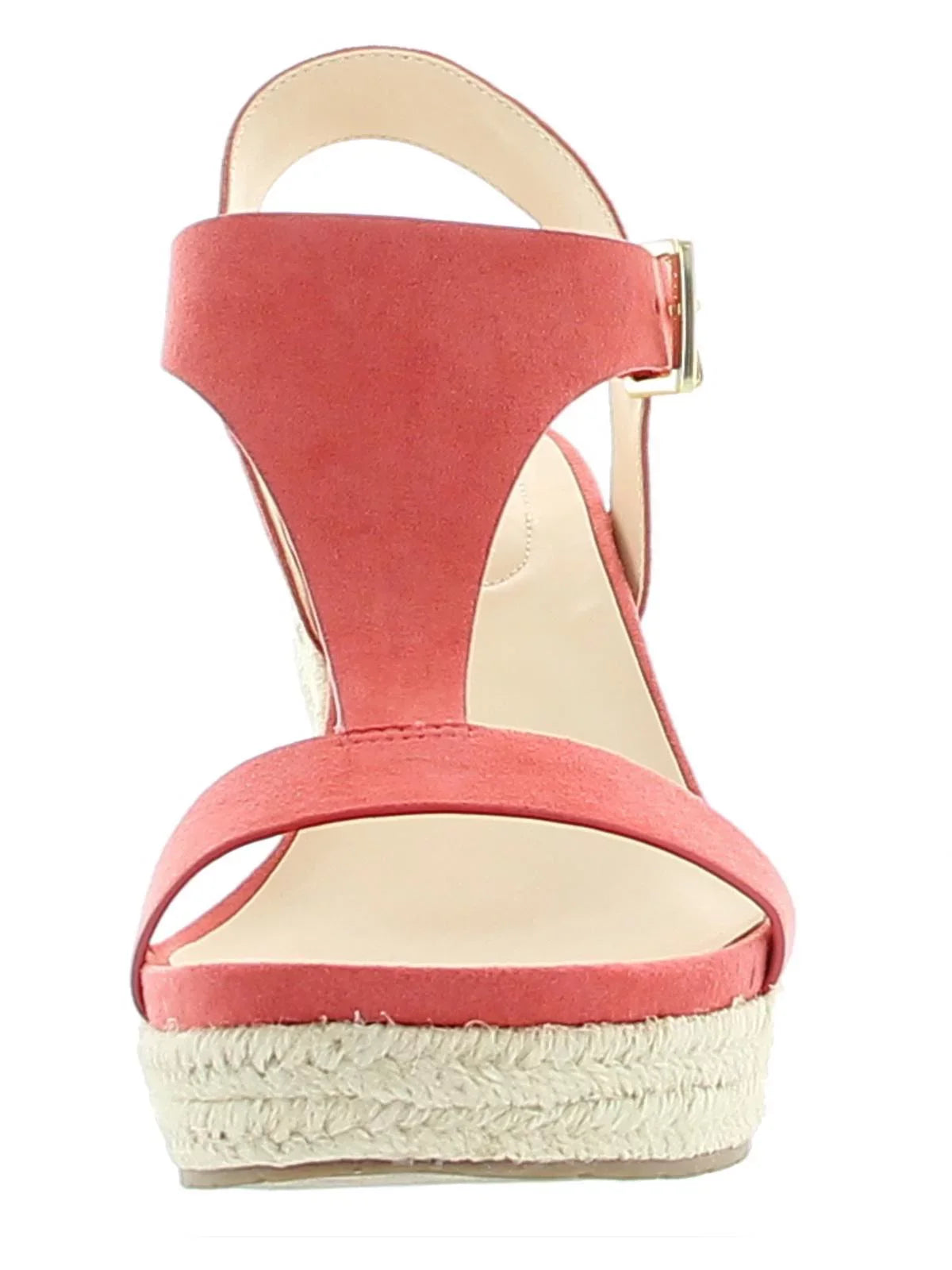 Toe Padded KENNETH Buckle 6.5 Wicking Round Comfort Espadrille 0.5" Platform Card REACTION Shoes Coral COLE M Wedge Womens T-Strap Moisture Breathable
