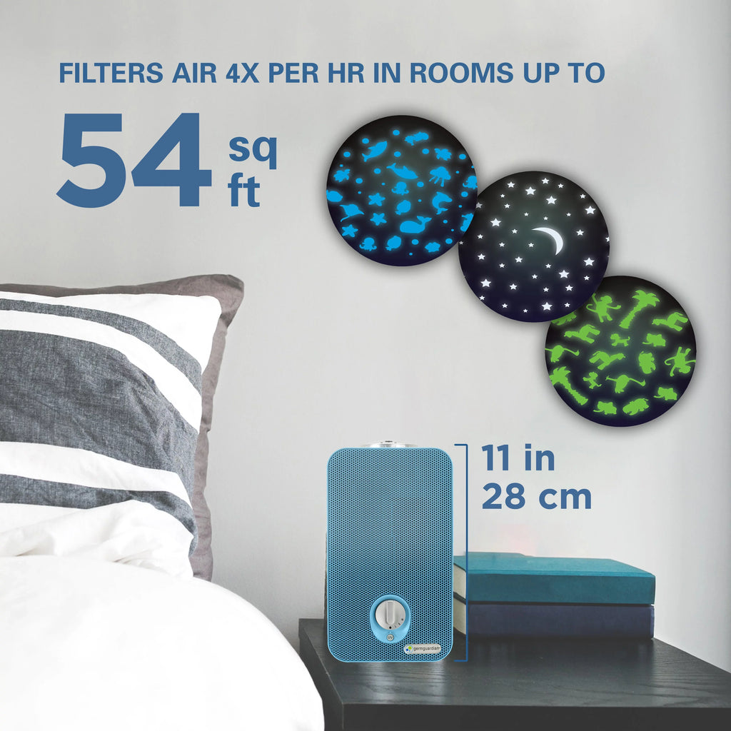 54 Light Sq. Filter, with Night ft., UV-C, HEPA Projector, Purifier AC4150BLCA GermGuardian Air