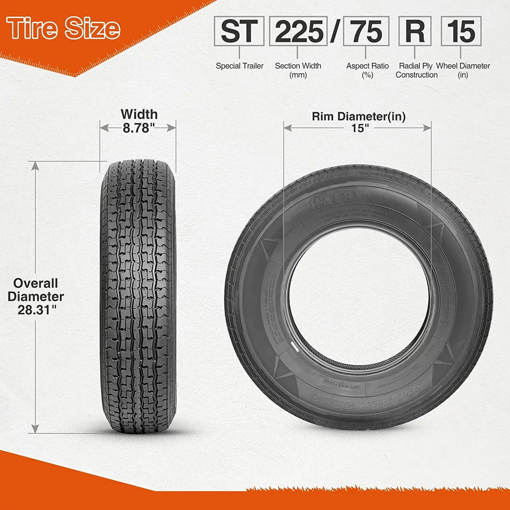 Duty Trailer 2 E condition 75 Tires all-road 10PR ST225/75R15 in 225 15 Radial Trailer Load Tires Traction Heavy Improve Range Set