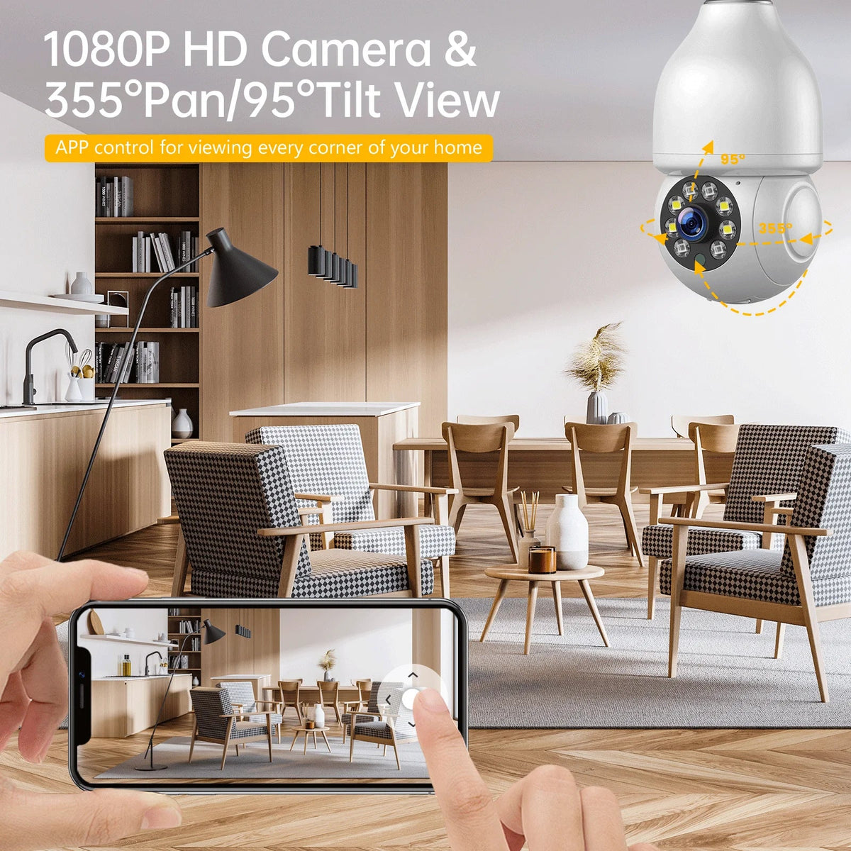 2-Way Bulb E27 Audio with Light Motion Color WiFi Camera TOGUARD Dome Wireless Security (4PCS) Vision Night Camera 2.4G 1080P Remote Access IP Outdoor, Detection 360° Camera