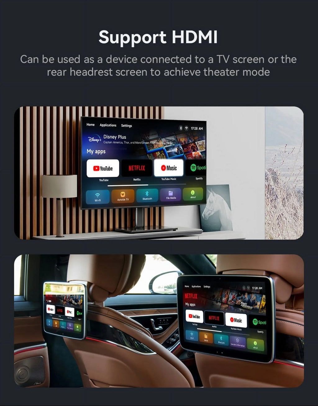 Box Multimedia Box Factory Carplay Support Netflix Carplay 2+16G YouTube SIM/TF 4G Wireless Card,for Android 11, HDMI Cars with Carplay Magic Auto Core, Box Video Output，8 Android Wired Biniz with AI