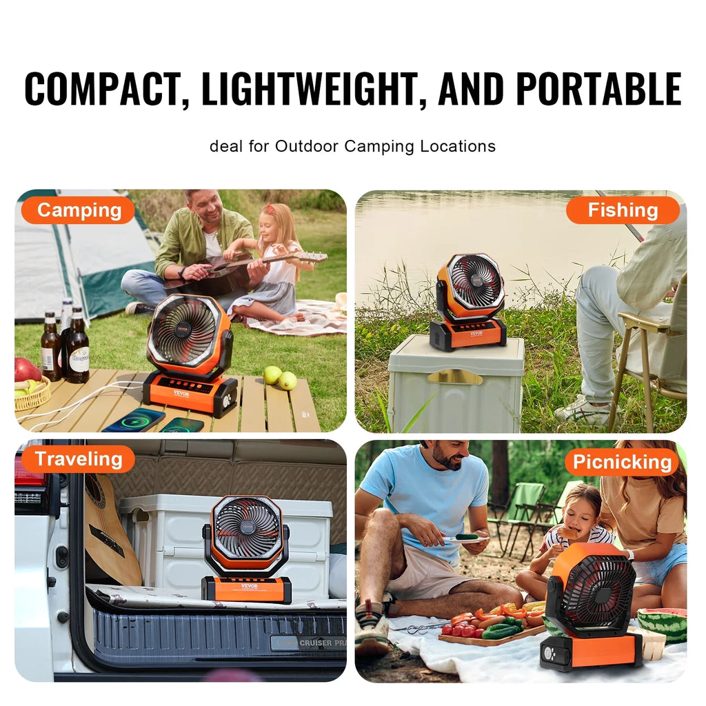 Fan Swivel Portable LED Rechargeable Lantern with 4 inch Speeds 9 SKYSHALO Timer