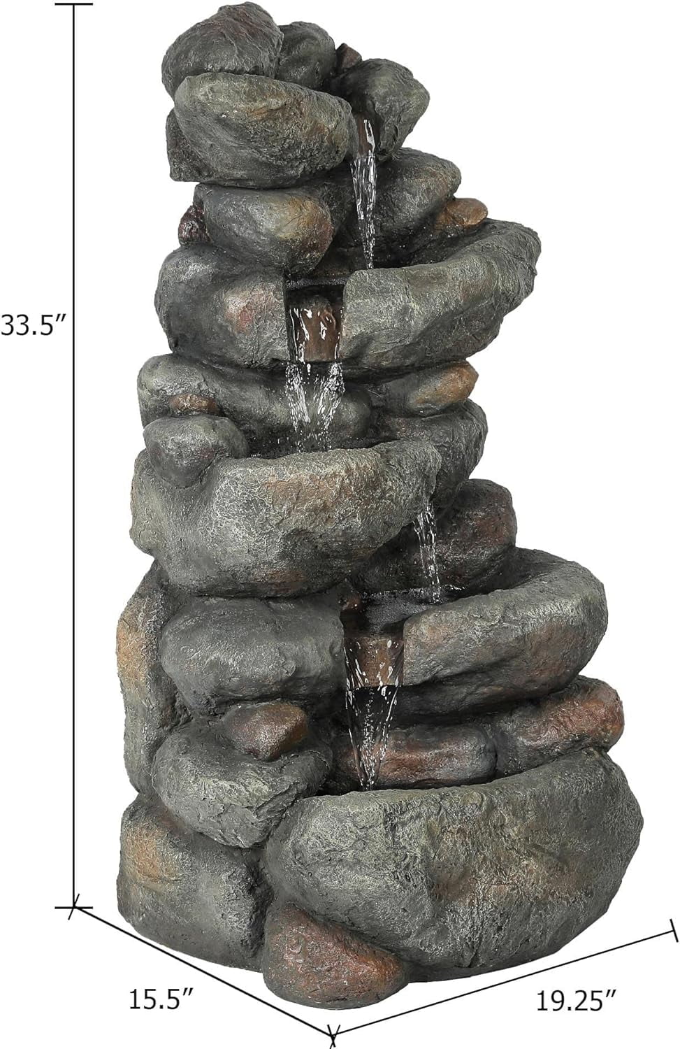 Waterfall Resin Backyard Cascading Rock Courtyard For Fountain, Floor Fountain Stacked Garden Outdoor Layer Fountain Decorative 4