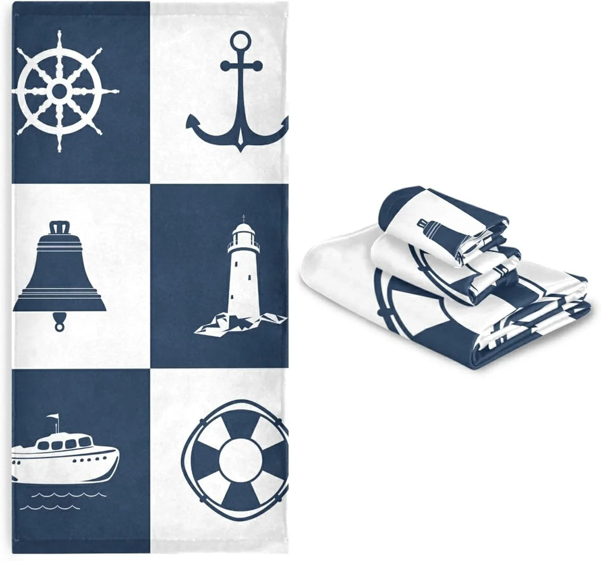 Lighthouse Towels Piece Bestwell Anchor 3 Bath Sailing Fingertip for Towel Absorbent Vessel Hand Decorative Cotton Sets Towels Checked Soft Bathroom