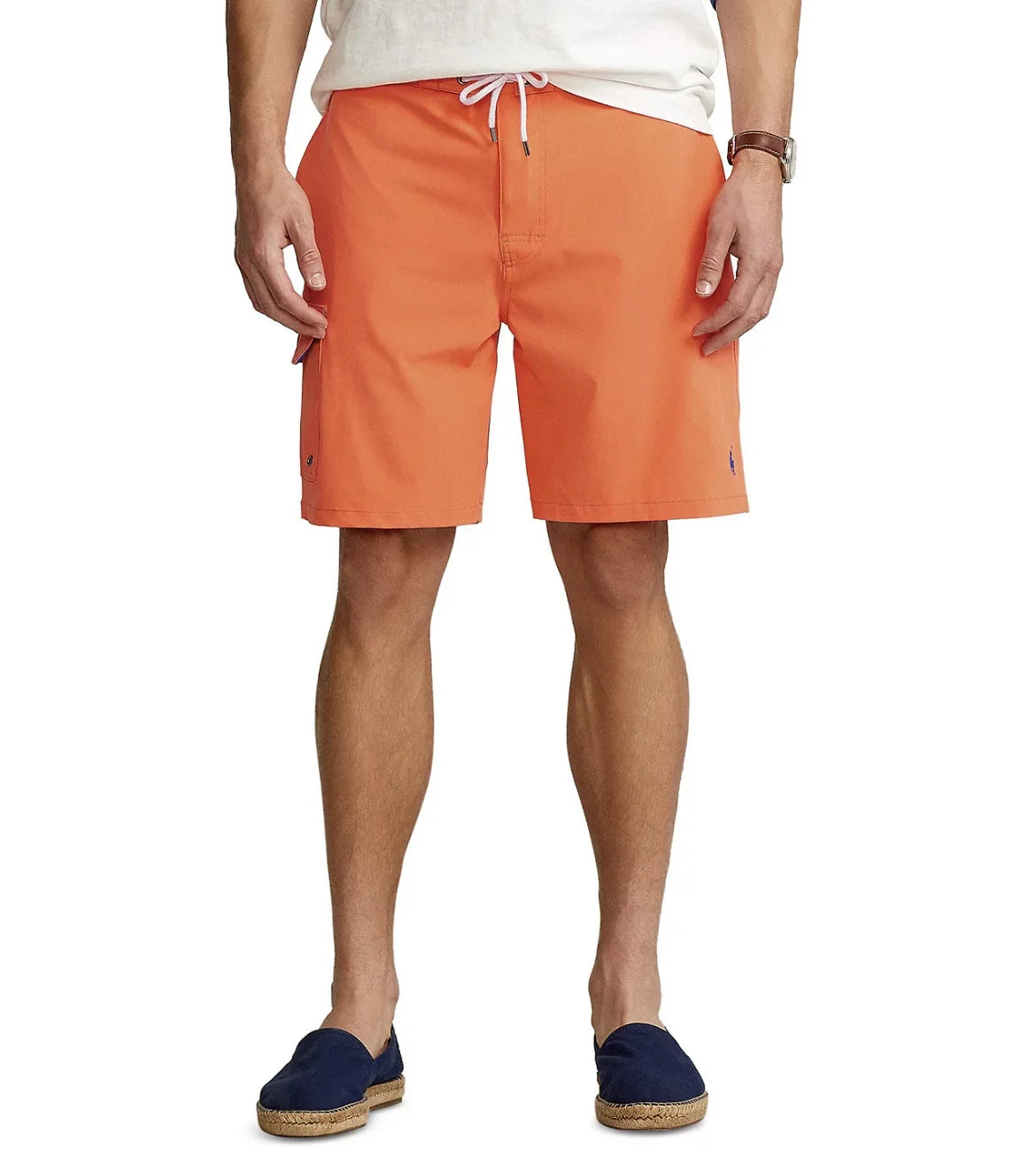 Orange, Classic Kailua Men's Fit Ralph Polo Trunks, Lauren Swim S $75