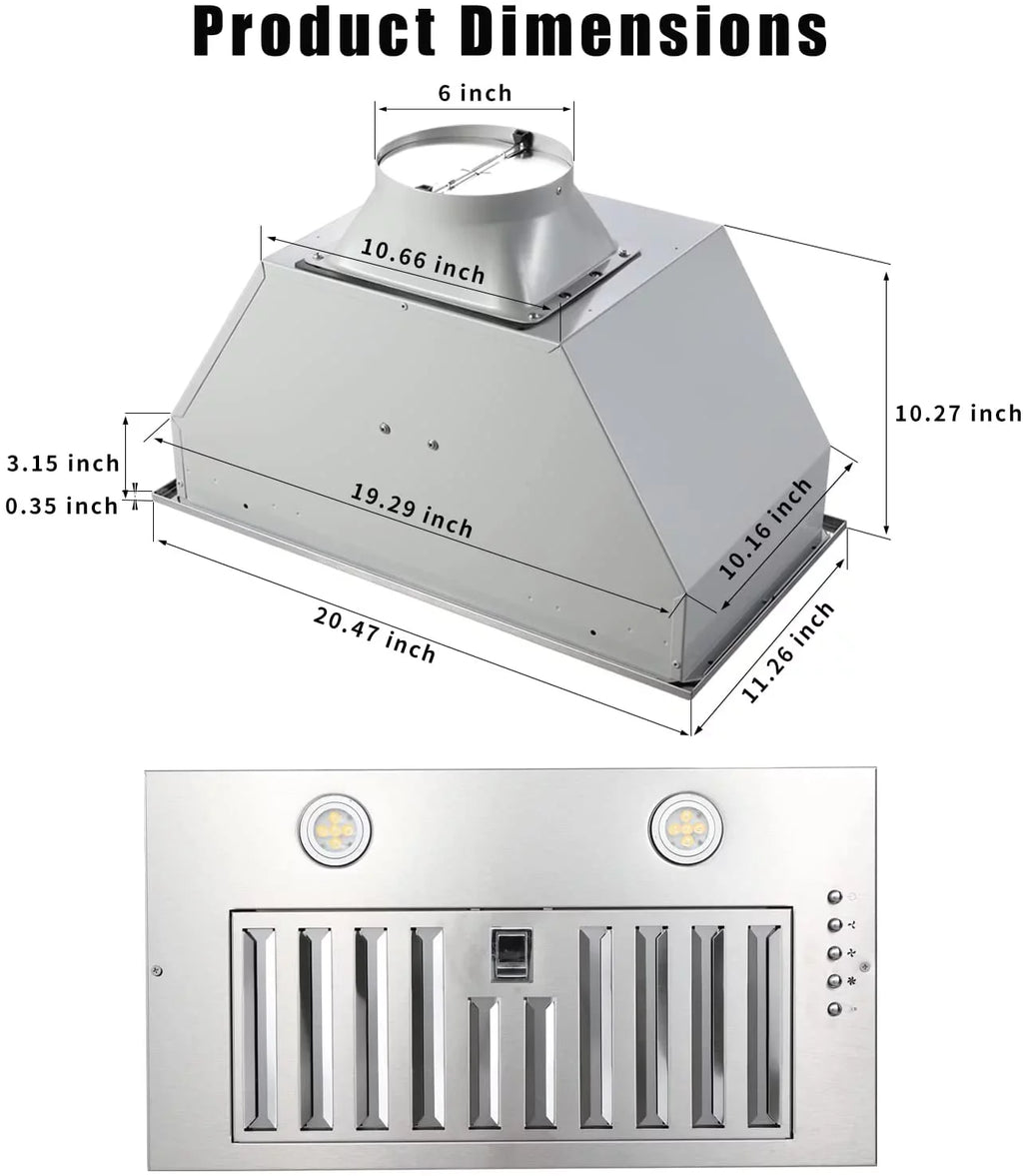 600 in Hood Hood Cfm inch Vent Non-Ducted Built 3-Speed 20 Integrated Range Cabinet Range