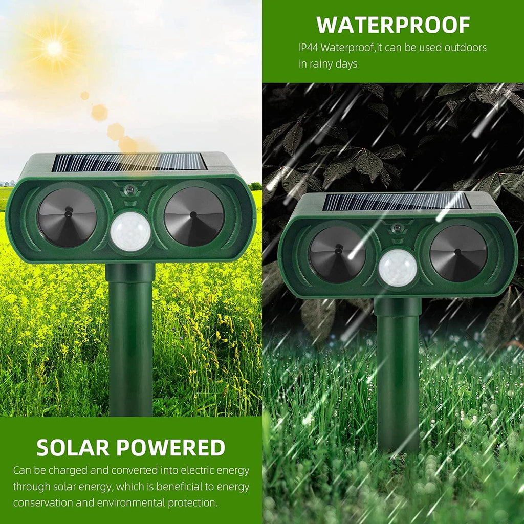 Raccoon Solar Repellent Cat Keep Animal Sensor Flashing Pack with Animal Dog Repeller Lights Ultrasonic & Deer Away Animal Outdoor Pest Fox PIR 2 Mouse to Repeller Deterrent Waterproof