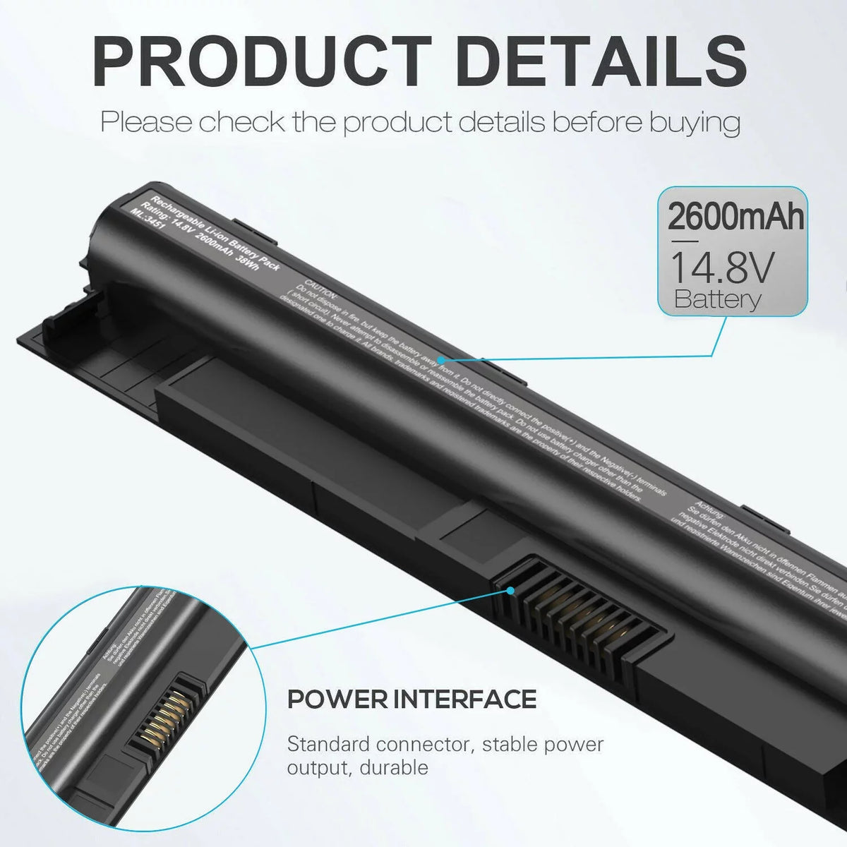 DELL 5458 Battery 5755 5559 5455 M5Y1K Laptop 54515452 K185W 5758 For Inspiron /