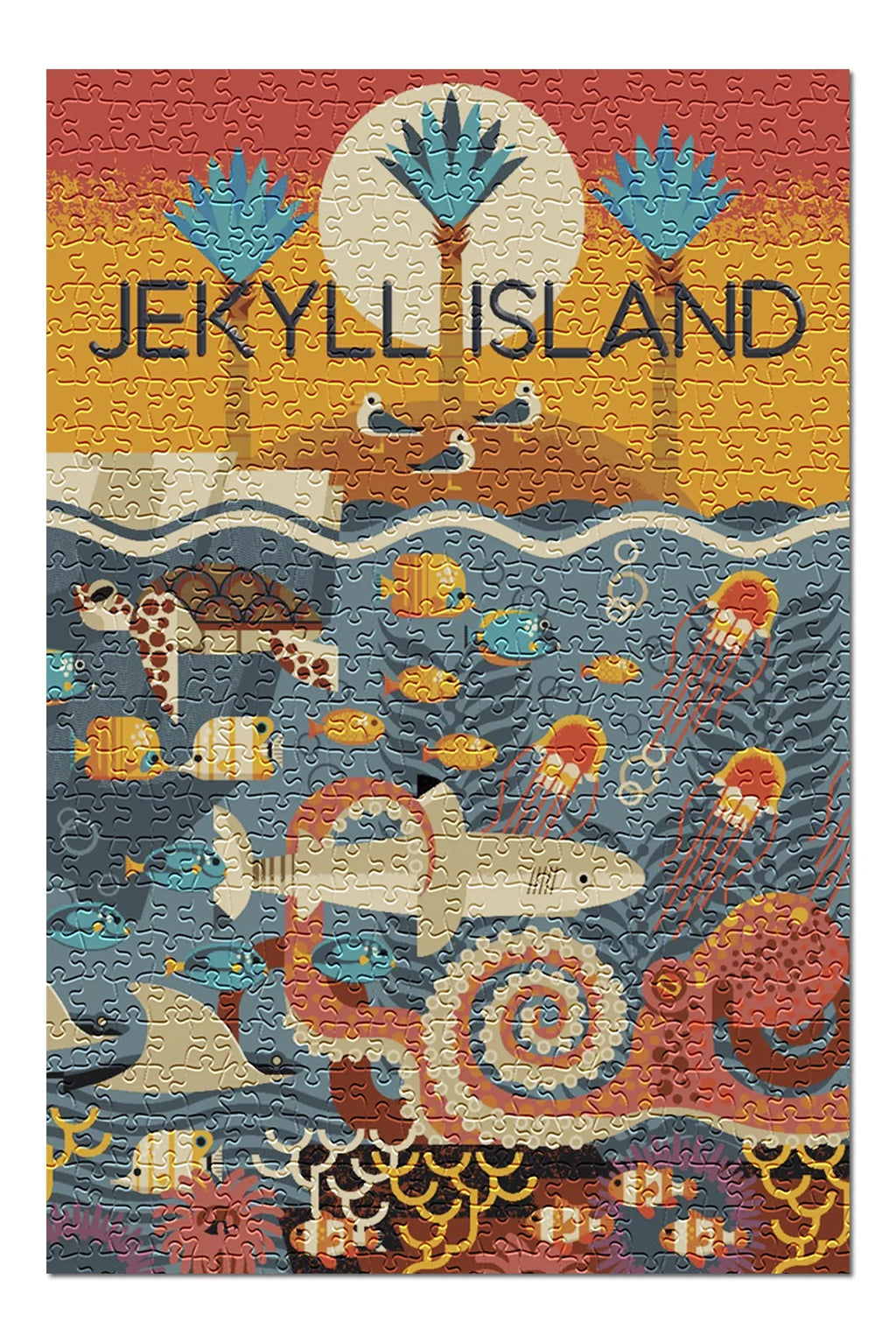 Island, inches, Premium Jigsaw and Jekyll USA) (19x27 Geometric 500 Made Piece in Family, Adults Puzzle Georgia, Textured for