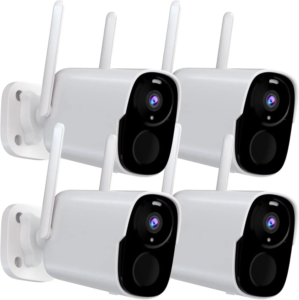 Cameras Security, Wireless Motion 2-Way (up Outdoor Vision to with QHD WiFi 256G) Siren Color Detection Alarm Security Wireless Camera Home Spotlight - Audio, AI 2K Night 4Pack Cloud/SD Cameras for