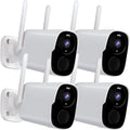 Cameras Security, Wireless Motion 2-Way (up Outdoor Vision to with QHD WiFi 256G) Siren Color Detection Alarm Security Wireless Camera Home Spotlight - Audio, AI 2K Night 4Pack Cloud/SD Cameras for