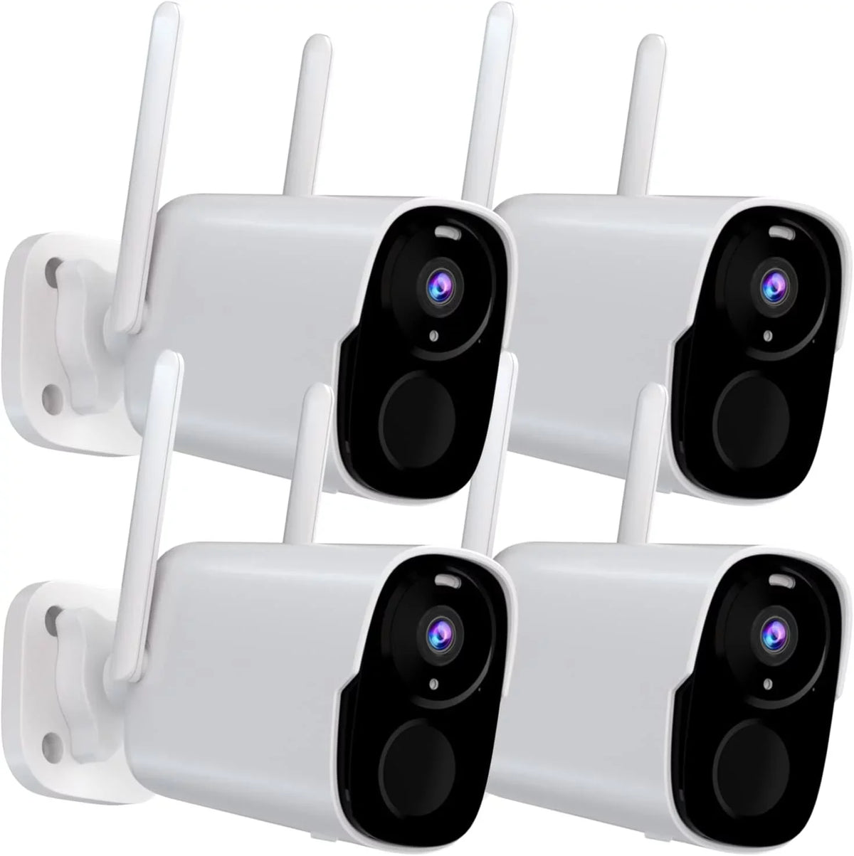 Cameras Security, Wireless Motion 2-Way (up Outdoor Vision to with QHD WiFi 256G) Siren Color Detection Alarm Security Wireless Camera Home Spotlight - Audio, AI 2K Night 4Pack Cloud/SD Cameras for