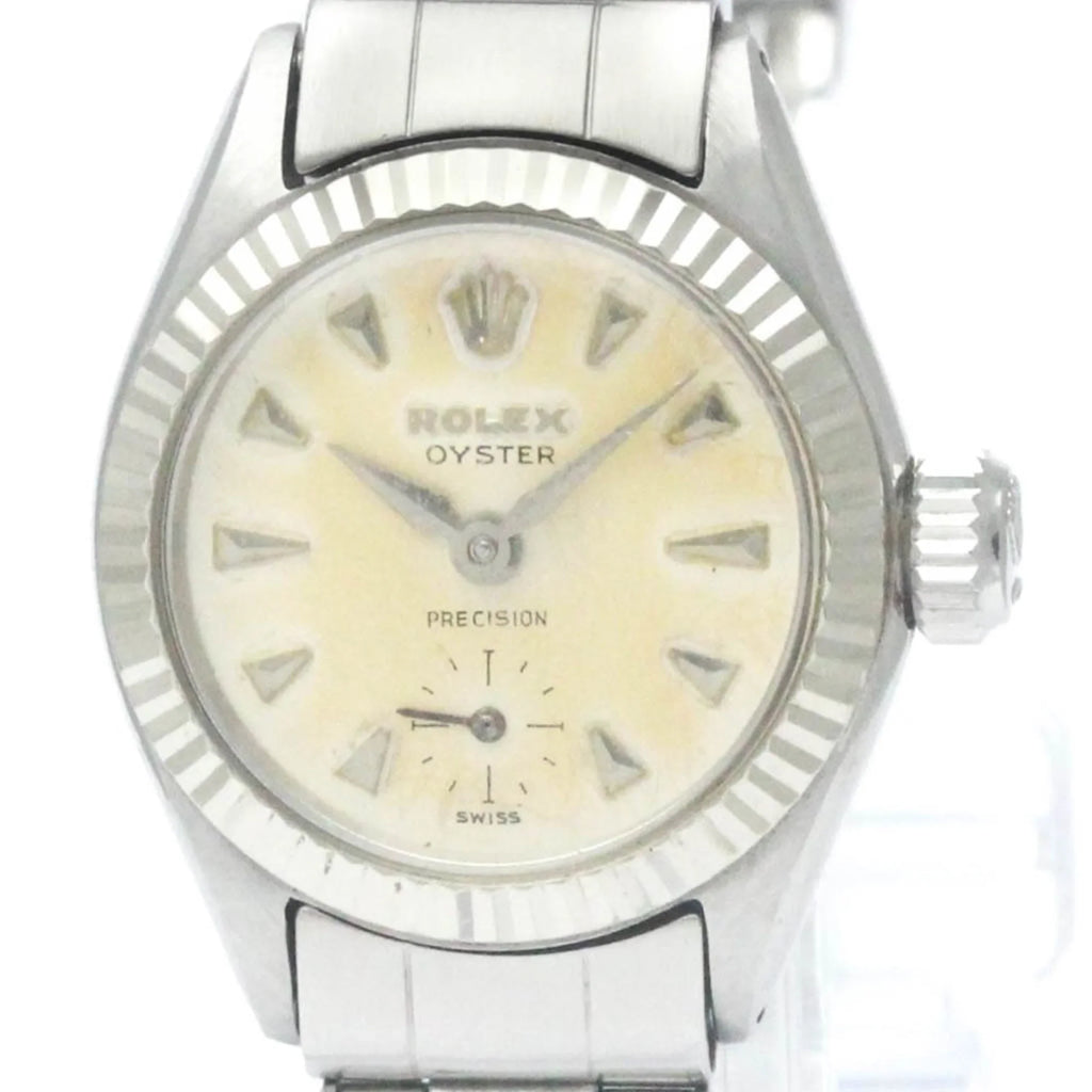 Stainless (Fair) Steel ROLEX Mens Pre-Owned Hand-Winding Precision 6525 Watch Vintage BF565424