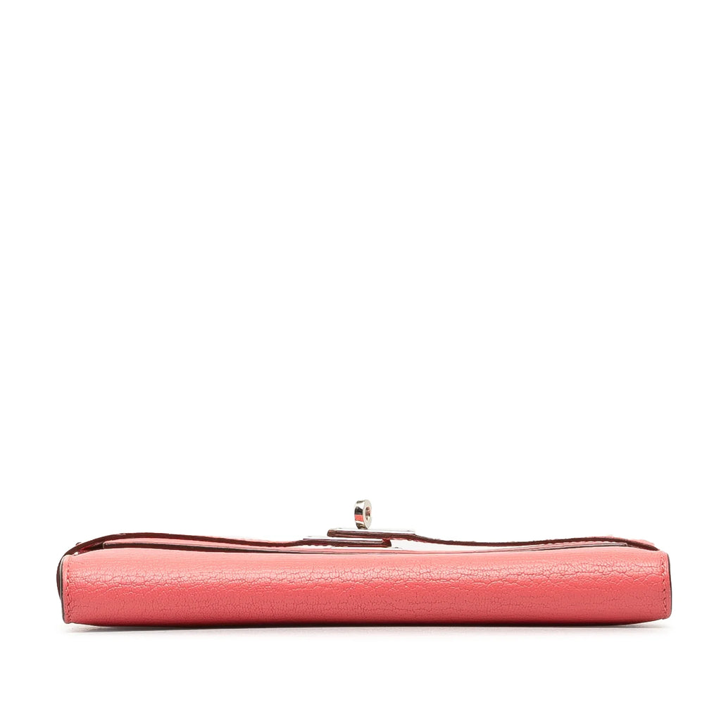 Kelly Wallet Leather Classic Pink (Good) Authenticated Unisex Chevre Long Pre-Owned Calf Hermès Wallets