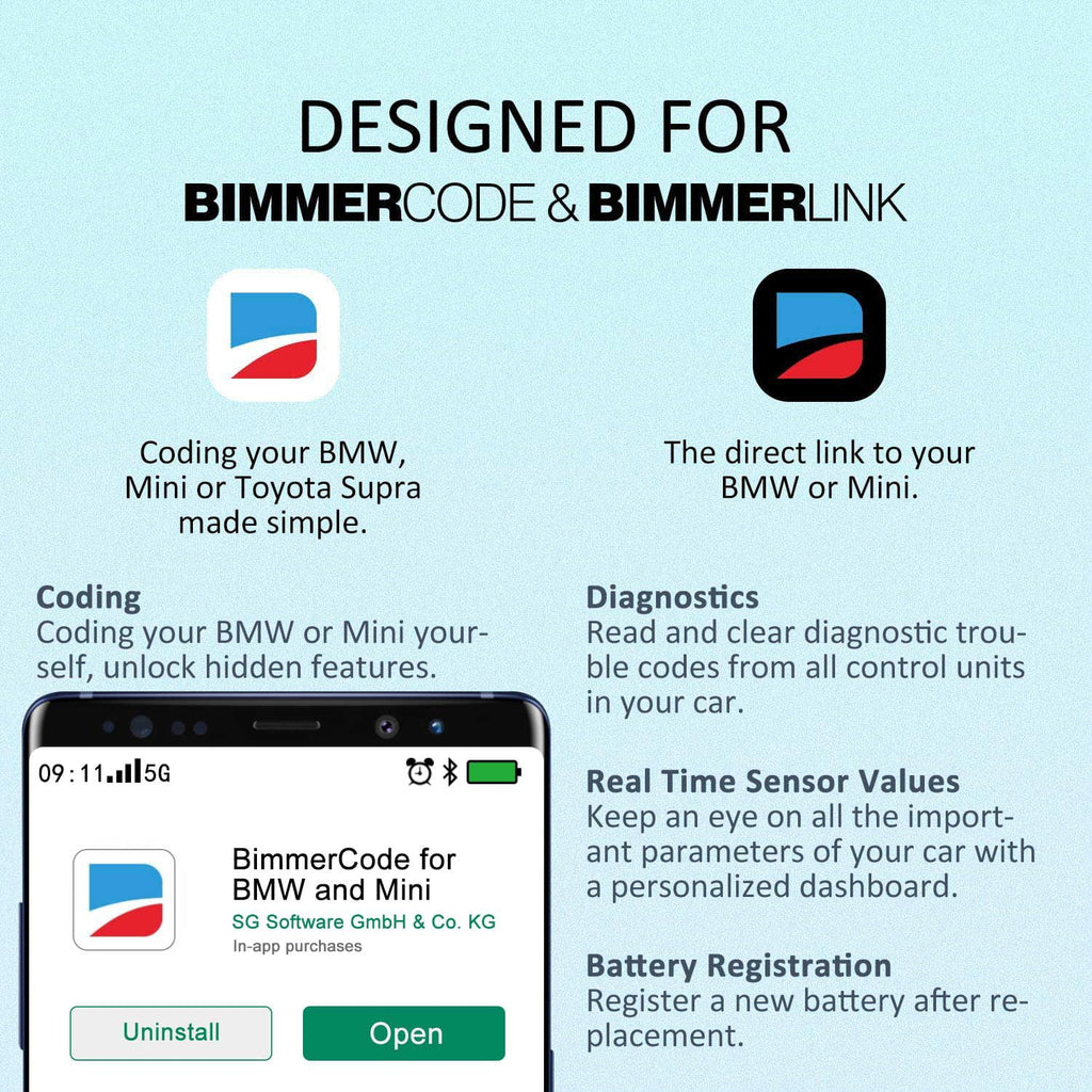 in Work BMW/Mini, Car for Bluetooth Scanner and vLinker BM Hidden Diagnostic Diagnostic OBD2 OBD Windows Tool BimmerCode, Unlock II Features Bimmercode Tool Android Vgate with