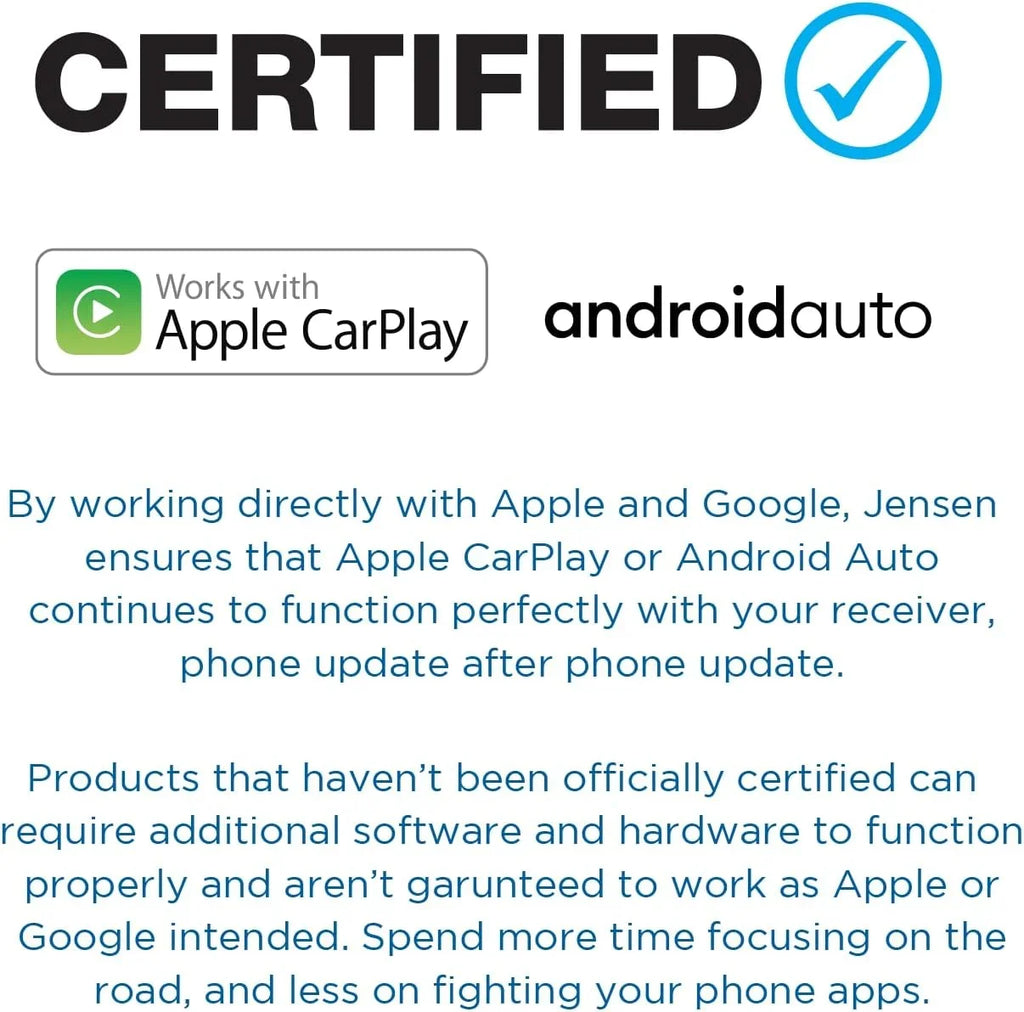 Auto, Wired Car DIN CarPlay Stereo Radio, Apple Certified Double Wireless, Jensen or Android 7-inch J3CA7W New