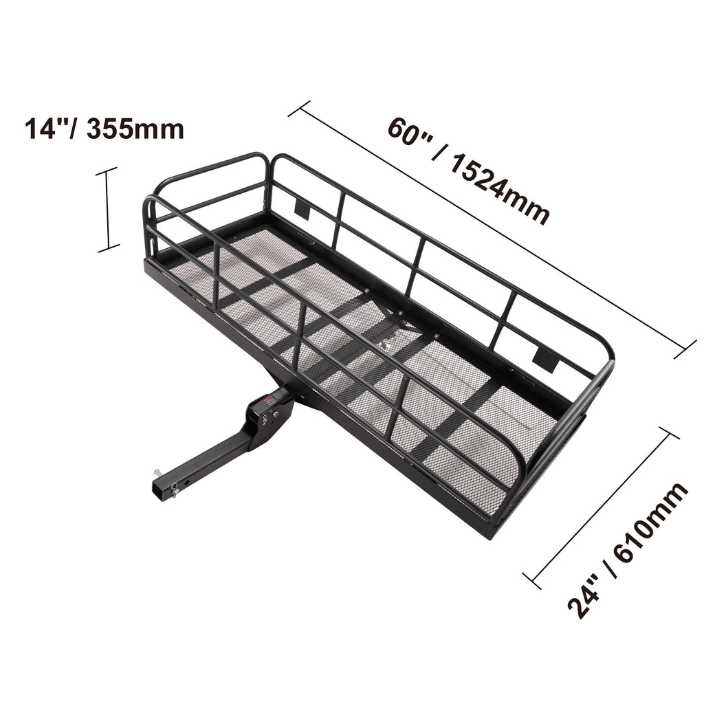 2" Carrier 60x24x14in Stabilizer SKYSHALO 400lb Fits & Mount Hitch Cargo Receiver