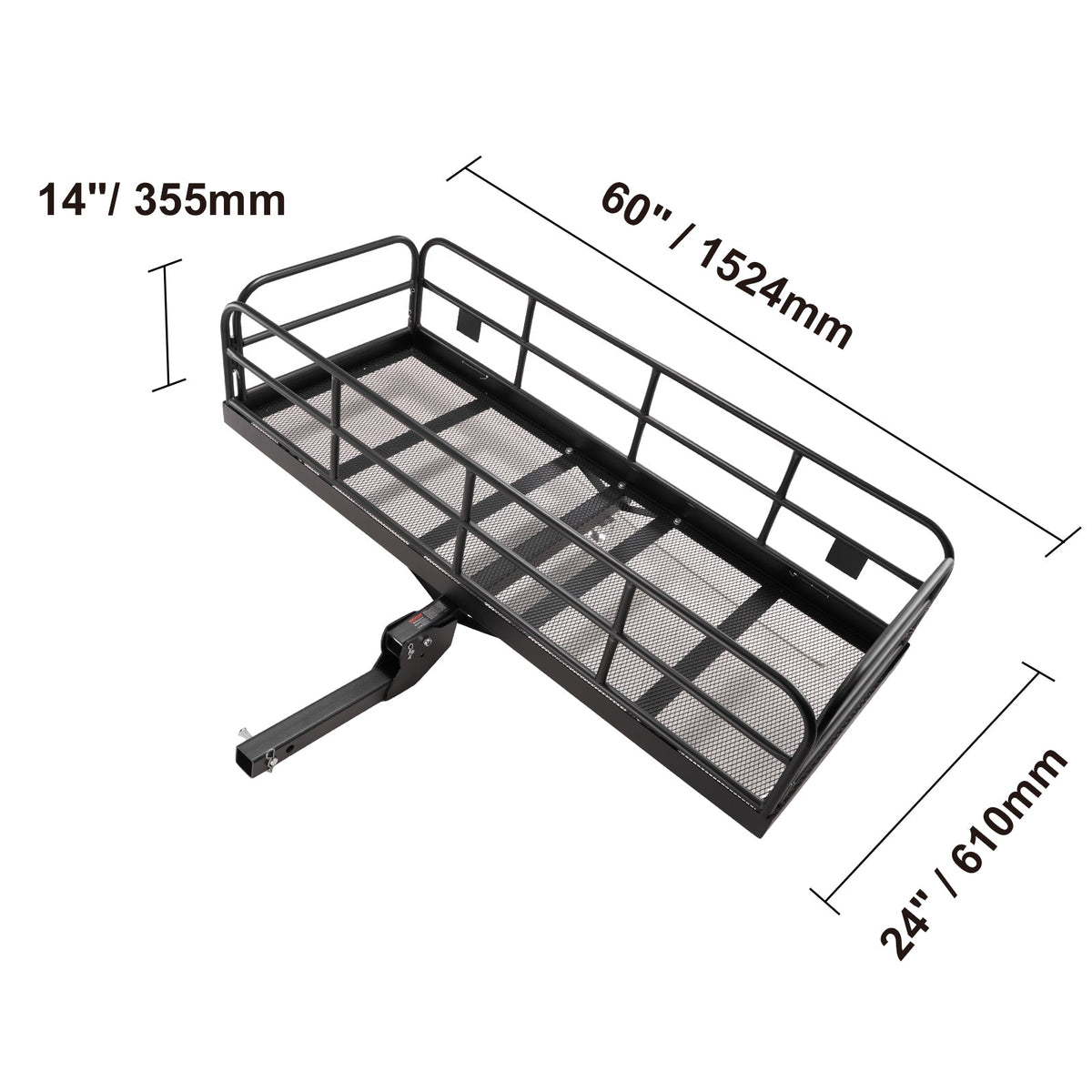 2" Carrier 60x24x14in Stabilizer SKYSHALO 400lb Fits & Mount Hitch Cargo Receiver