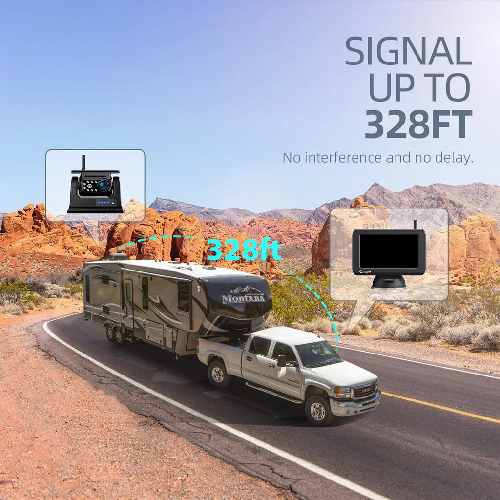 X5 Wireless Drilling 1 Backup No Min 5'' Camera Installation HD Waterproof 1080P Monitor eRapta Magnetic DIY Solar
