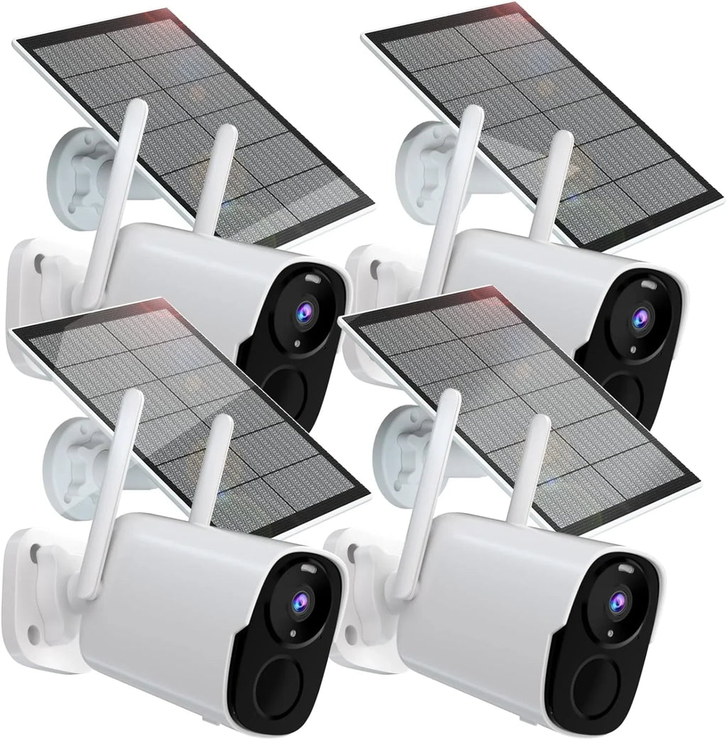 with Surveillance System 2 Siren, Solar WiFi Rraycom Alexa, Vision, Powered Camera Night Solar BW4P-SP-W-4PC Talk, Camera Spotlight BW4PLUS-SP, Security 2K Color Outdoor, Way Compatible with &