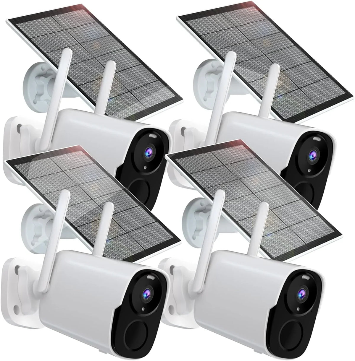 with Surveillance System 2 Siren, Solar WiFi Rraycom Alexa, Vision, Powered Camera Night Solar BW4P-SP-W-4PC Talk, Camera Spotlight BW4PLUS-SP, Security 2K Color Outdoor, Way Compatible with &
