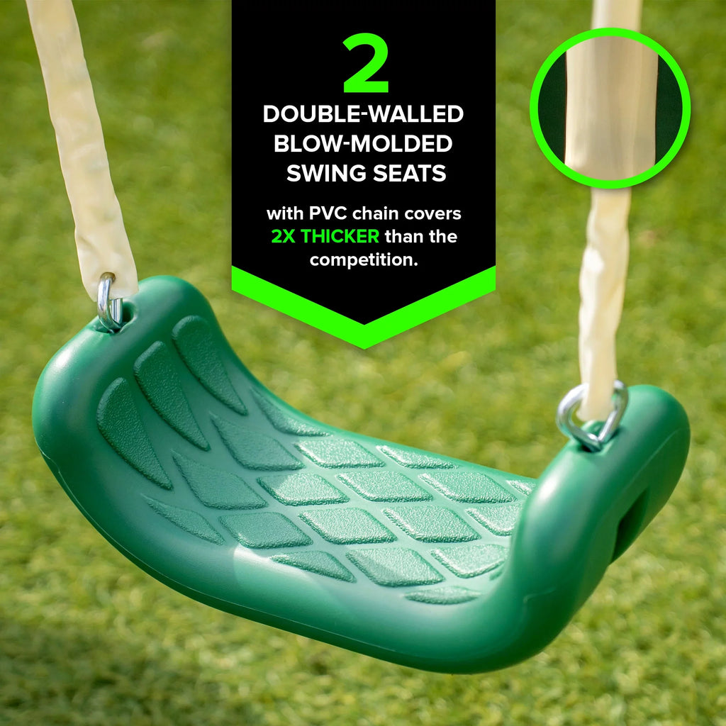 Saucer on Metal Slide, BONUS Lifetime Kit Saucer Swing and Padded Warranty Blow with Molded Sportspower Anchor Super Set Swing,