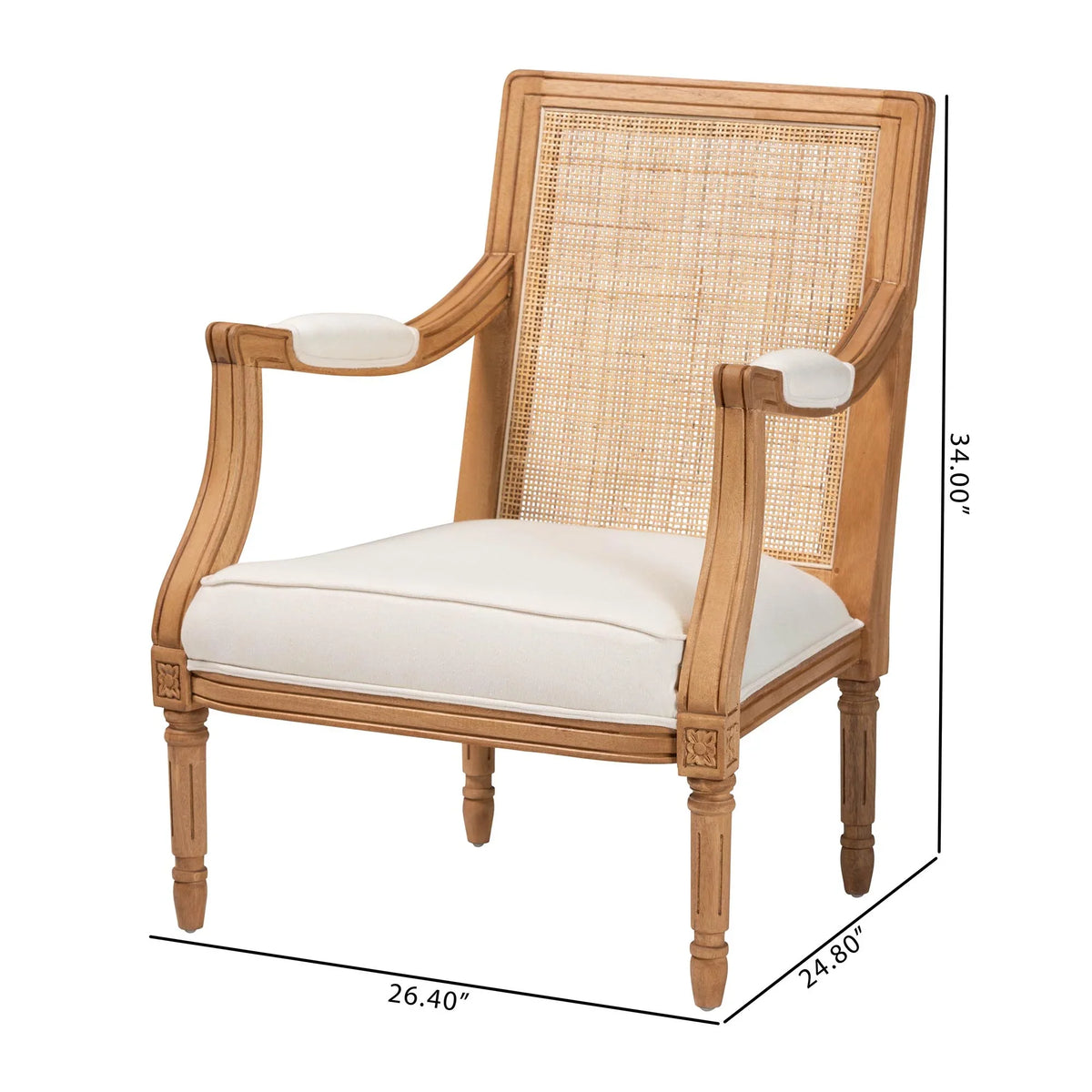 Finished Fabric Accent Studio Wood French Oak Beige Chair and Traditional Honey Baxton Garridan