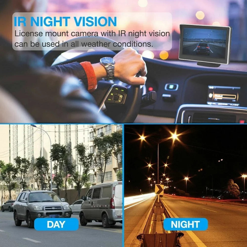 Wireless 5" Backup Night Parking System Monitor Car with Camera 1 Vision Piece View Rear HD
