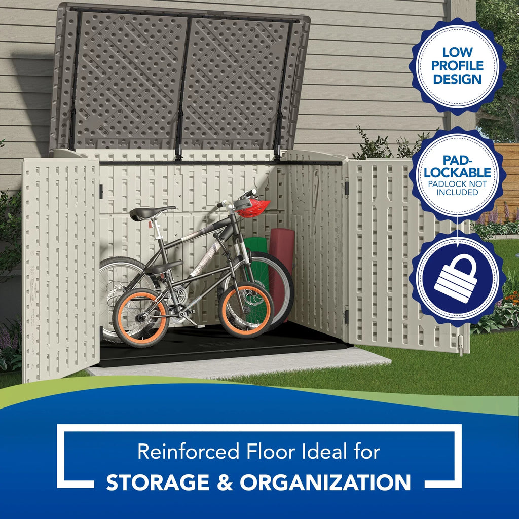 in H in and Shed, Storage Plastic W Gray, Suncast 70.5 44.25 Off-White in D 52 x x