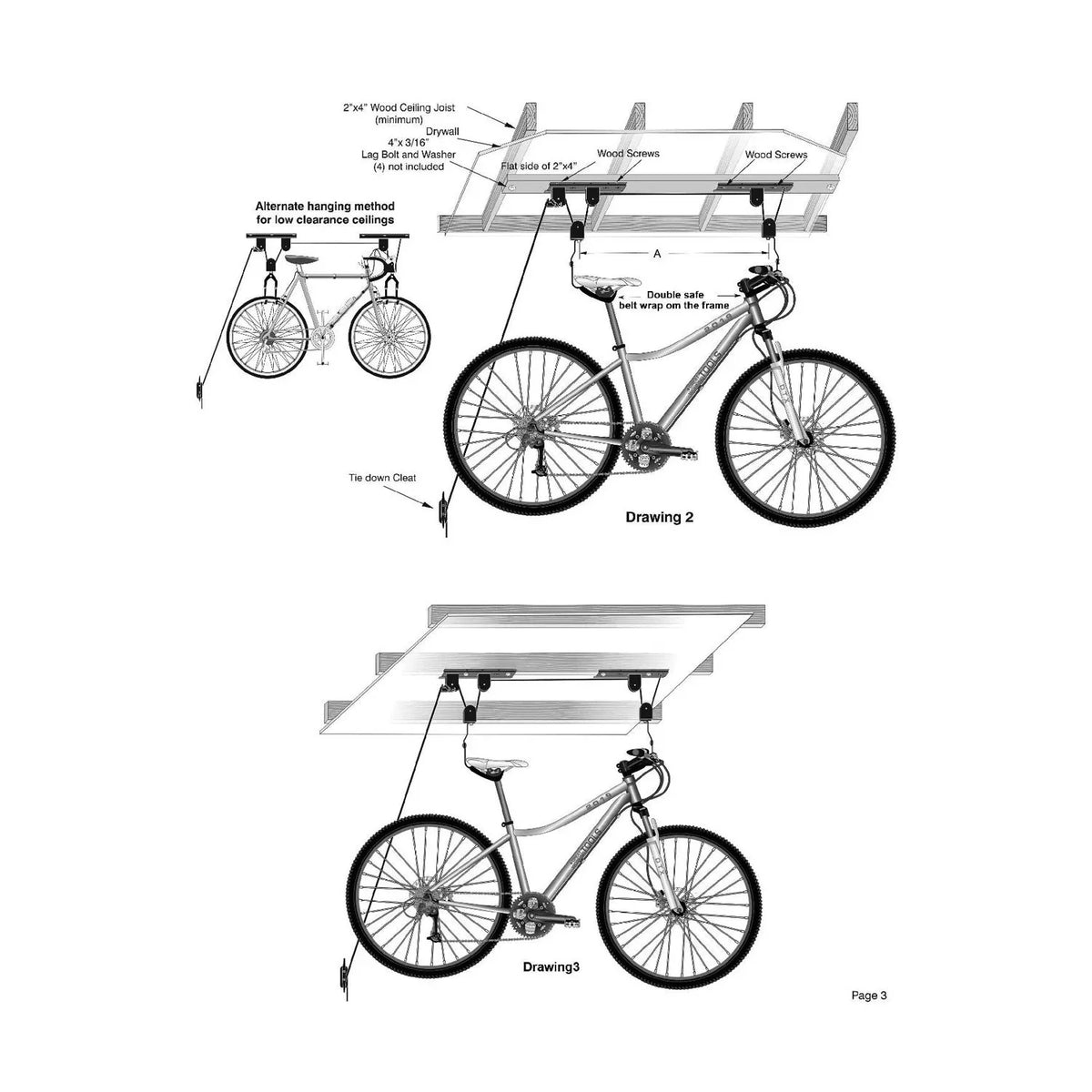Of for Mount Lbs for System Hangers Ceiling Pulley Garage Bike TOOLS GREAT Bike Limit, Bike WORKING Set Storage Garage Storage, 55 2 Hoist