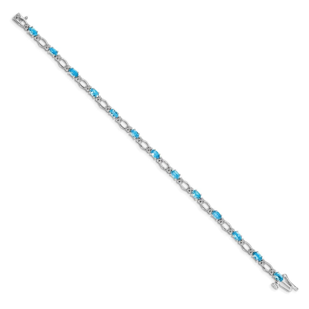 Bracelet White Topaz and 14k Blue QBM4491-BT-010-WA Diamond Gold