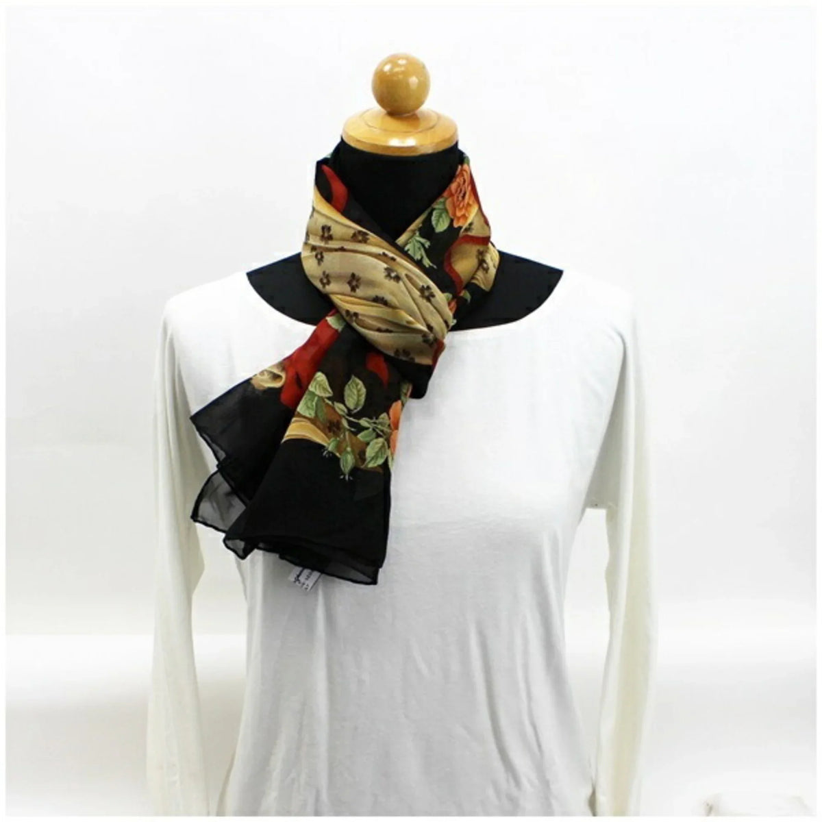 stole black Pre-Owned FERRAGAMO ribbon SALVATORE ladies rectangle muffler paper Salvatore Ferragamo pattern New) scarf (Like silk
