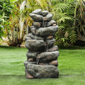 Waterfall Resin Backyard Cascading Rock Courtyard For Fountain, Floor Fountain Stacked Garden Outdoor Layer Fountain Decorative 4