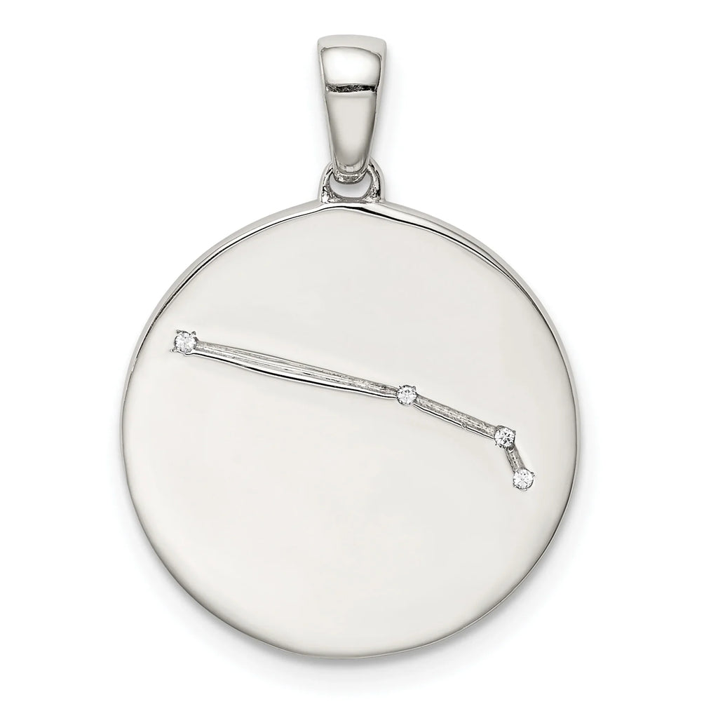 Pendant Aries Silver Rhodium-plated Sterling & Zodiac CZ QQC9730