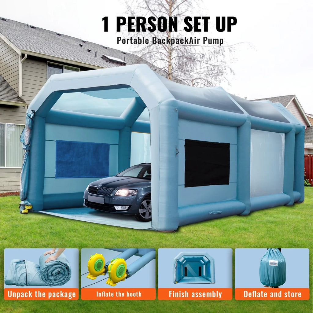 26x15x11ft Inflatable Paint 750W+950W Blower System with SKYSHALO Spray Tent Booth Inflatable Paint Car Booth Filter