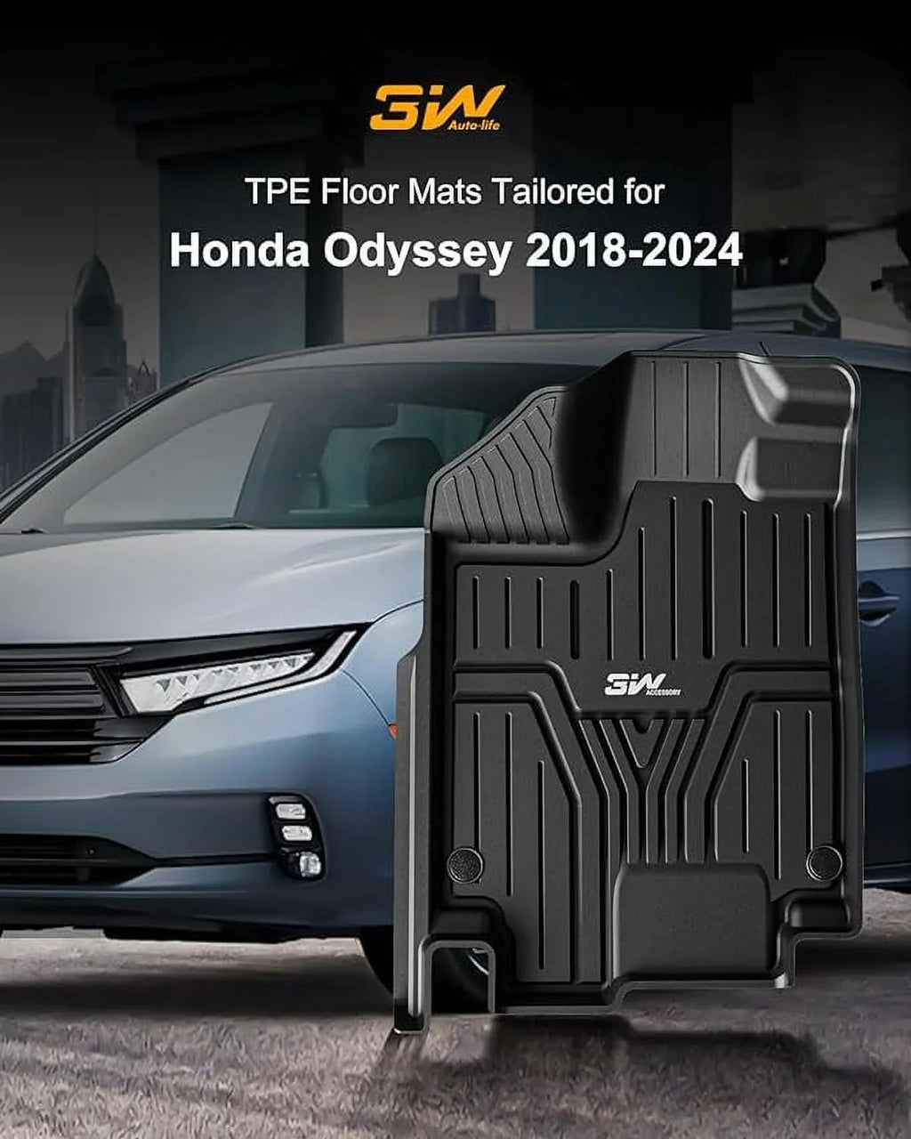 Car Odyssey Custom Cargo Rows Cargo Mats Liner for Van 3W 3rd Liner and Mini Liner Odyssey Honda Passenger for and Mats 1st,2nd and Trunk Fit 2018-2024 & Floor Floor Mats