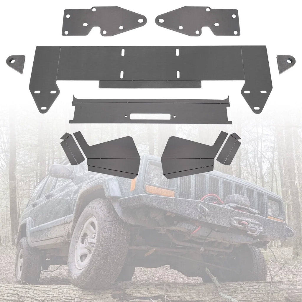 Metal Mount Plate Winch Jeep Front XJ Bare DIY Bumper for 1984-2001 Cherokee KOJEM Kit