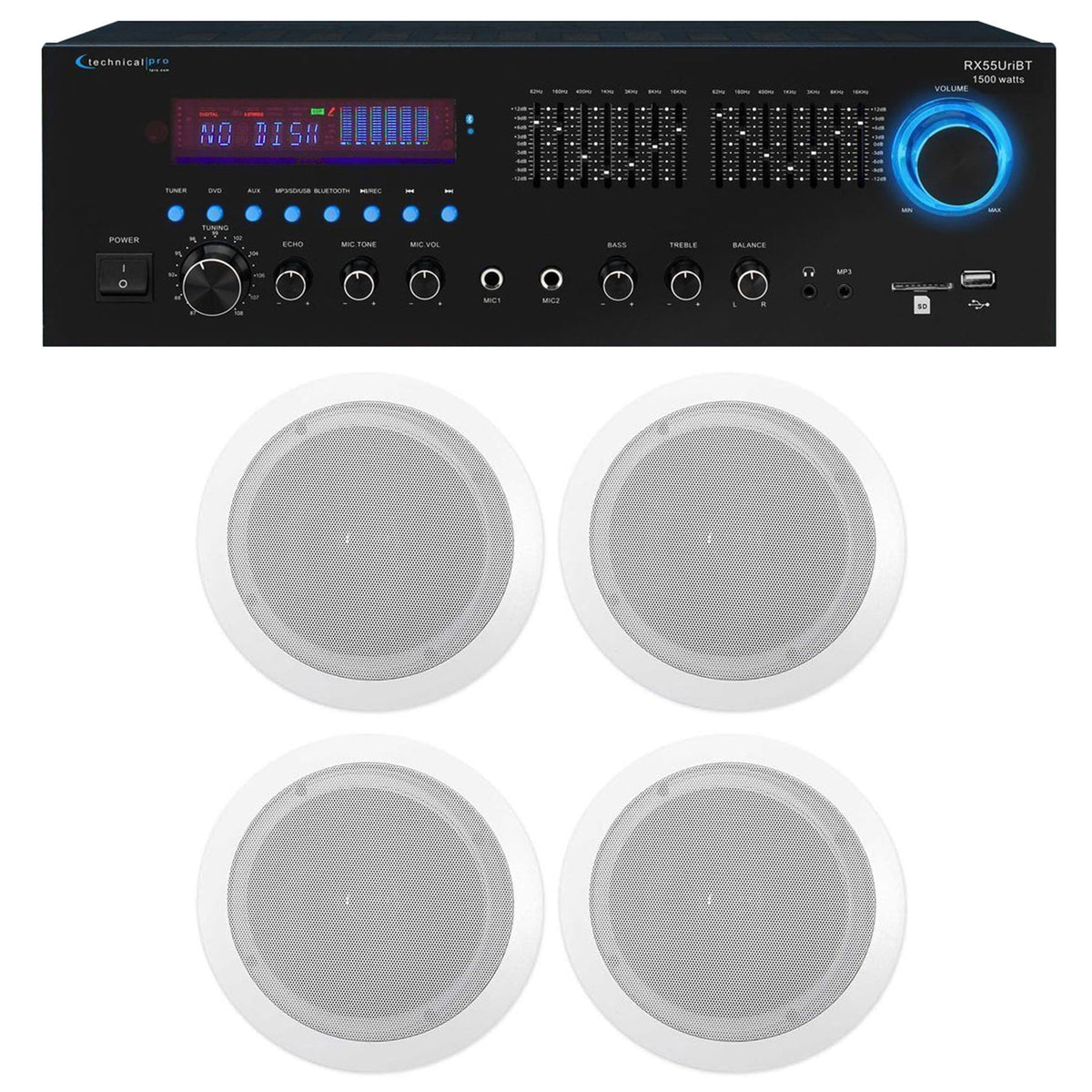 Bluetooth Receiver+4) Pro Theater RX55URIBT Speakers Home 6.5" Technical Ceiling