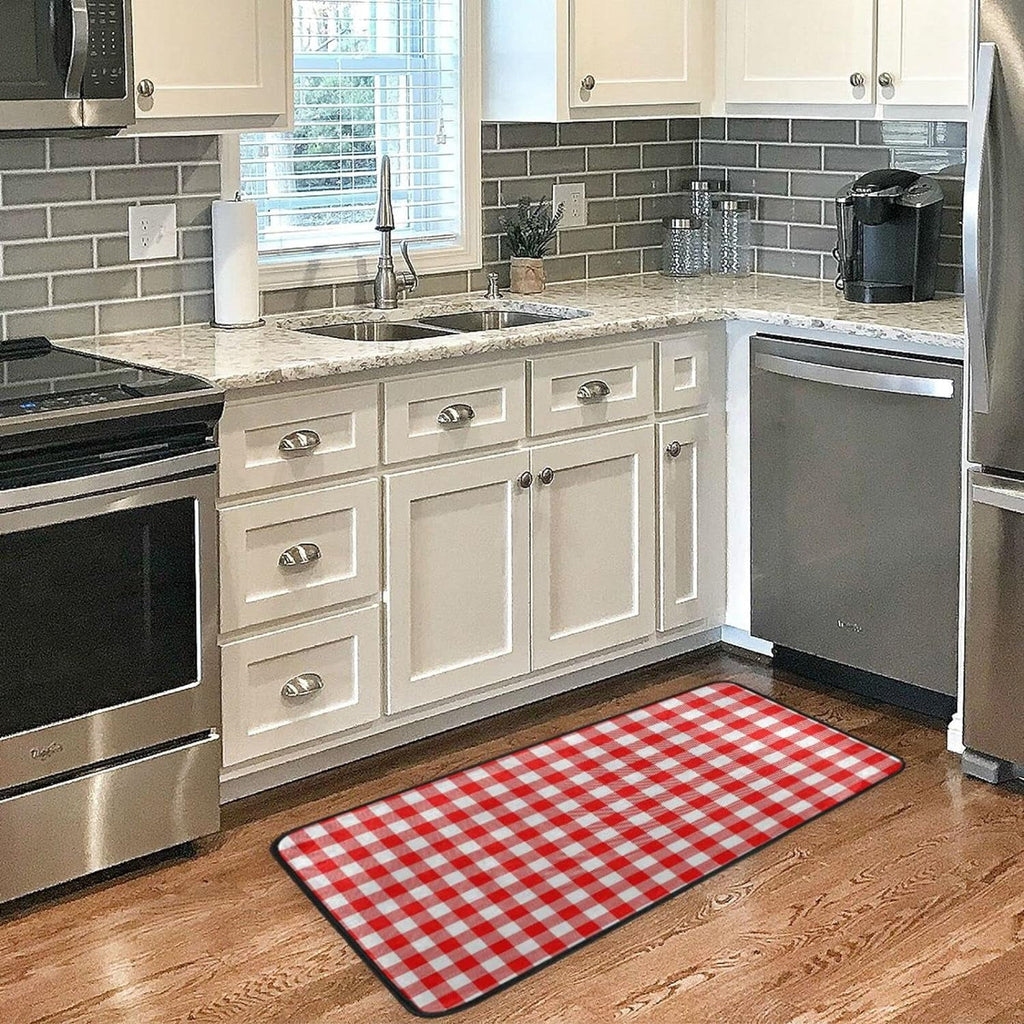 Kitchen Rug Plaid Kitchen White Mat Mat Washable Comfort for Anti-Fatigue Red Washroom 20 Floor Waterproof Kitchen Bedroom Slip 39 Non and Rug Bestwell inch x Sink
