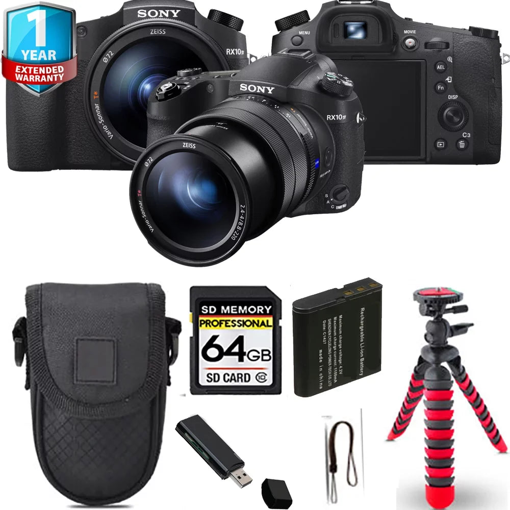 Digital Spider Sony Cyber-shot Yr Warranty + DSC-RX10 1 + IV Camera - Tripod 64GB
